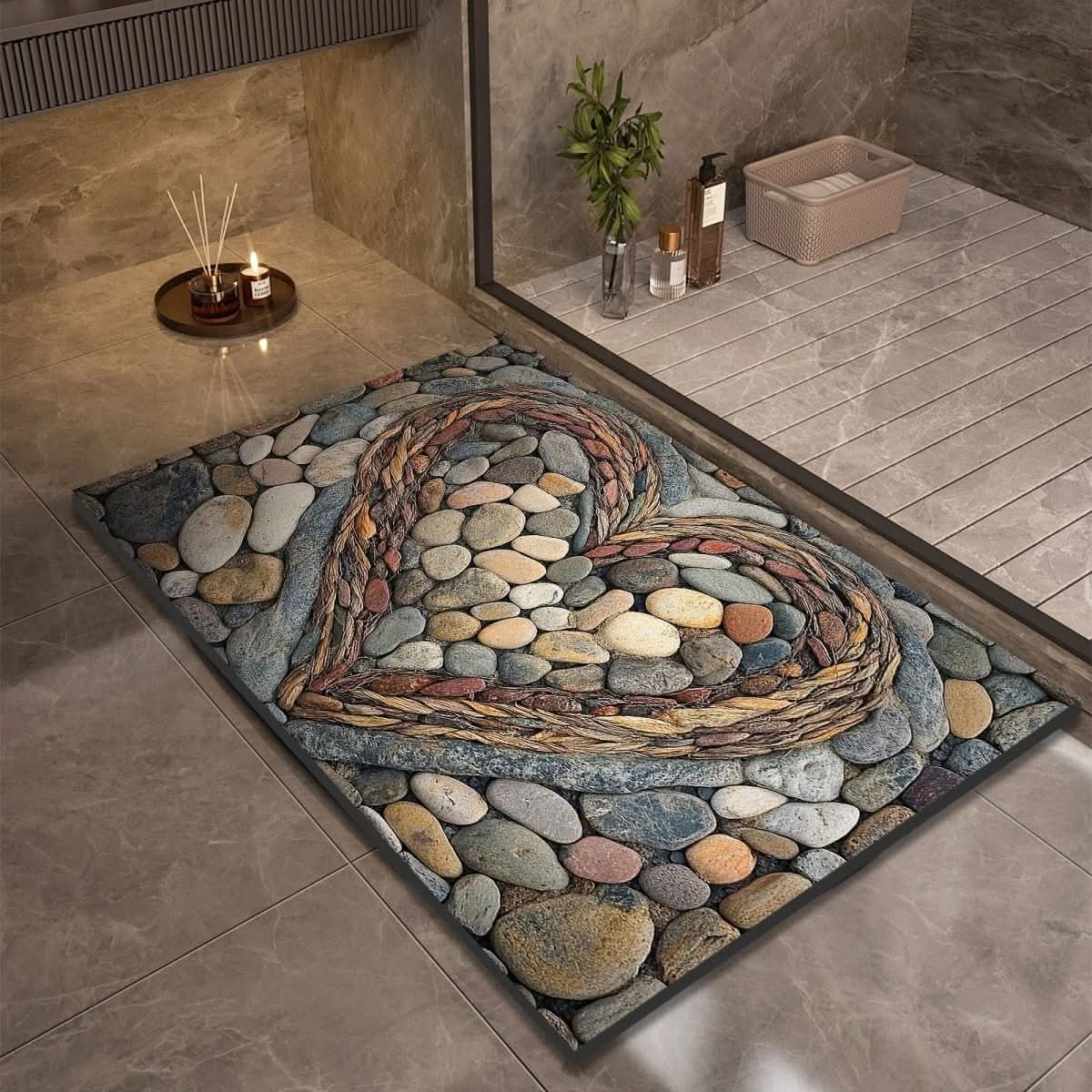 DRYSTONE – Quick Dry Stone Bath Mat Non Slip Bathroom Floor Mat