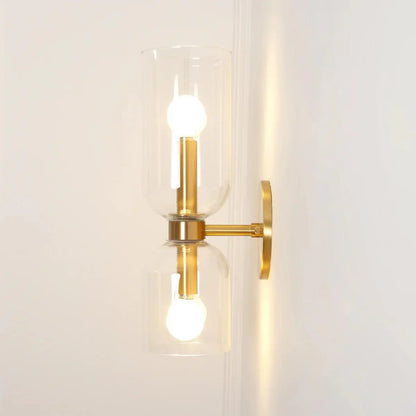 Modern Iron & Glass Double-Light Fixture for Hallway Bedroom Entryway Ambient Lighting Dimmable E14 Socket 14 in Height 6 in Depth