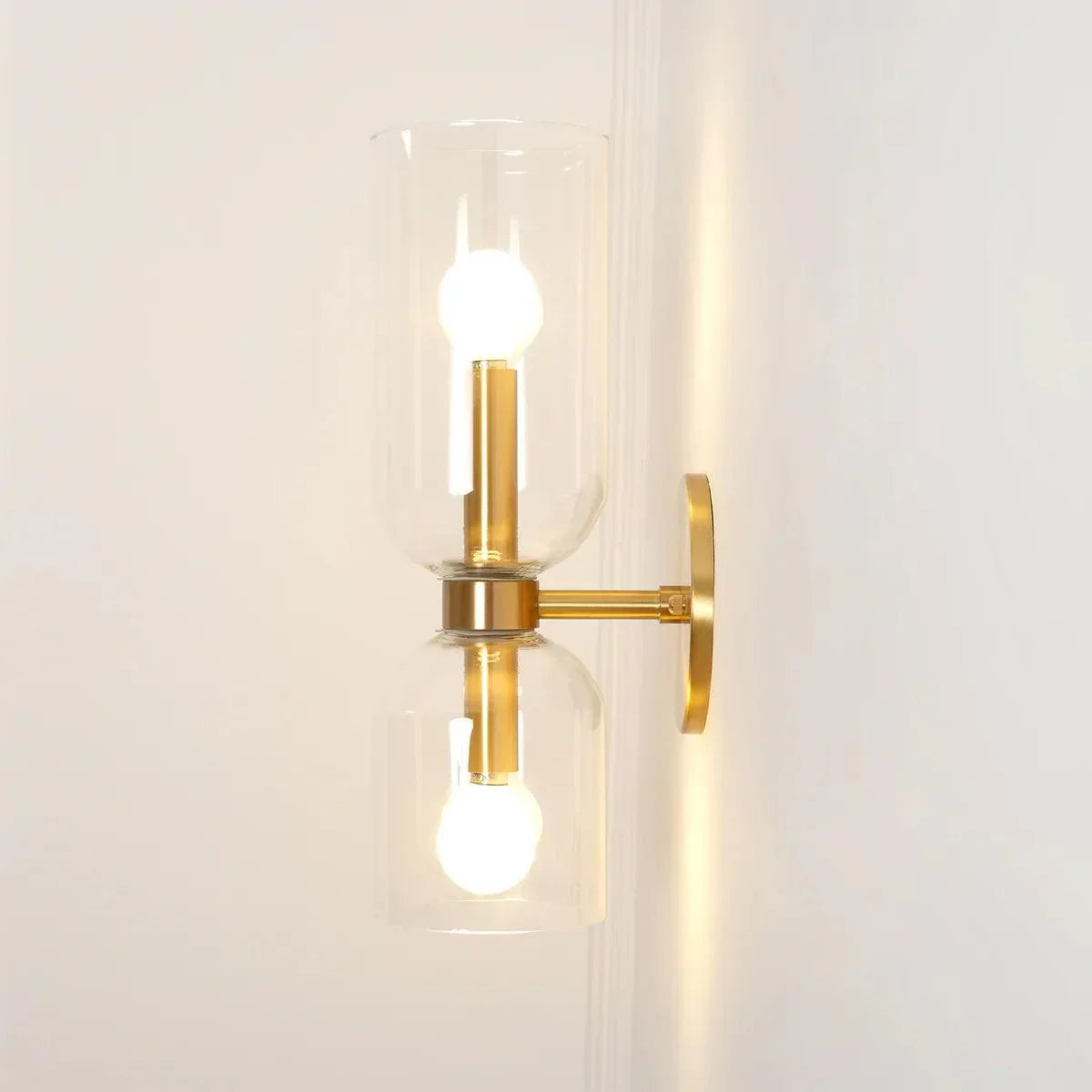 Modern Iron & Glass Double-Light Fixture for Hallway Bedroom Entryway Ambient Lighting Dimmable E14 Socket 14 in Height 6 in Depth