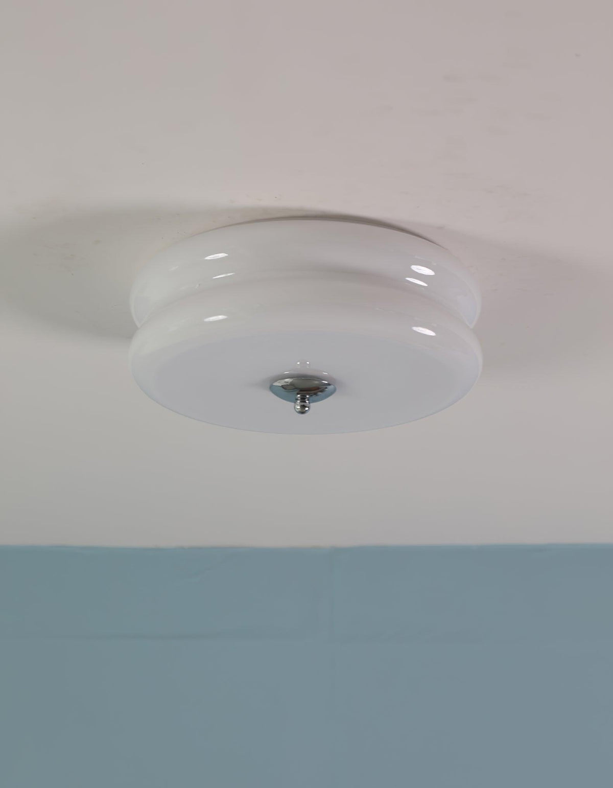 Flush Mount LED Ceiling Light Fixture with Frosted Glass Shade Gold Chrome Metal for Bedroom Living Room Dining Room Hallway Entryway Tradit