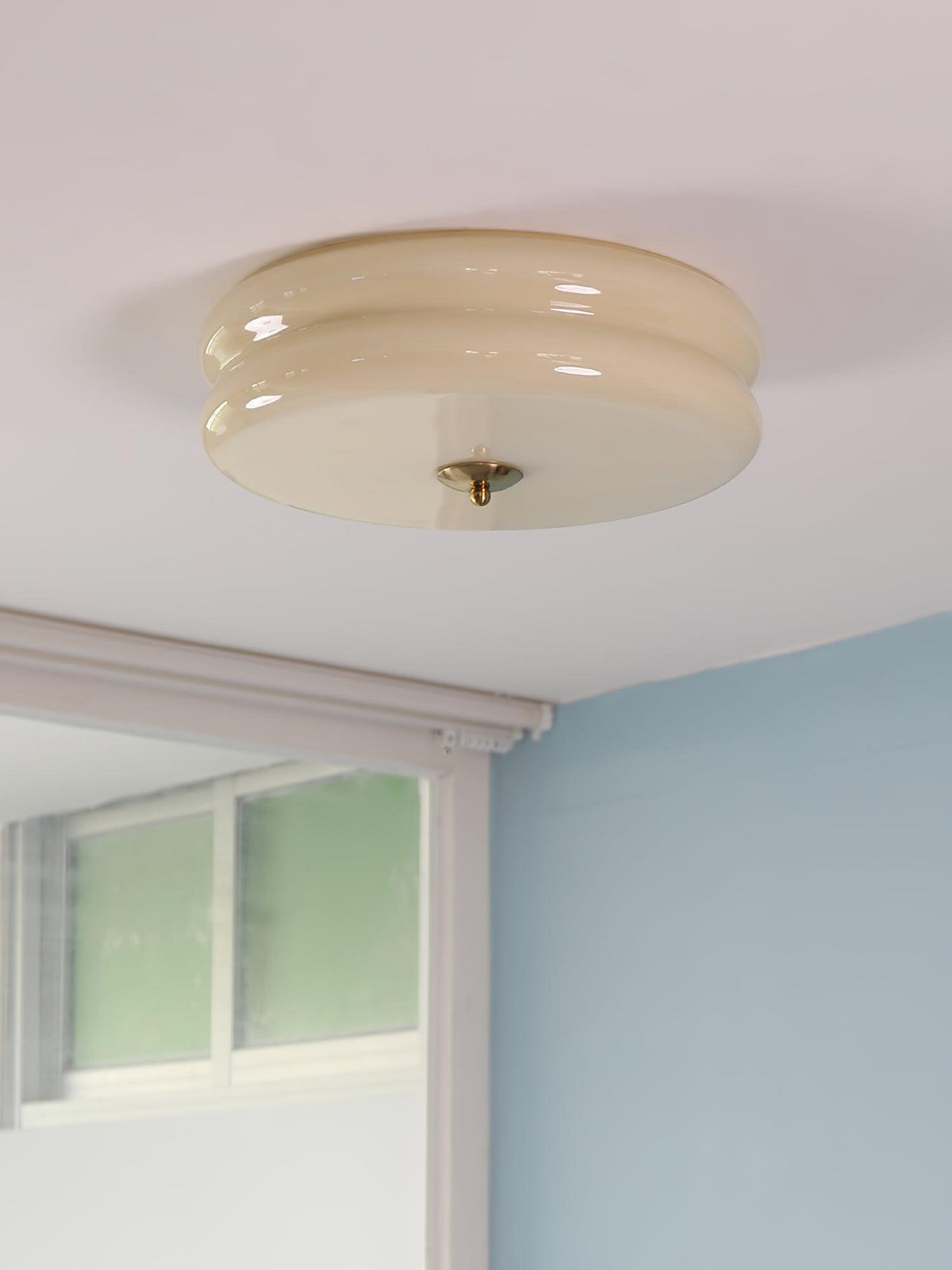 Flush Mount LED Ceiling Light Fixture with Frosted Glass Shade Gold Chrome Metal for Bedroom Living Room Dining Room Hallway Entryway Tradit