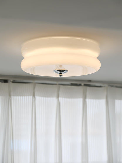 Flush Mount LED Ceiling Light Fixture with Frosted Glass Shade Gold Chrome Metal for Bedroom Living Room Dining Room Hallway Entryway Tradit