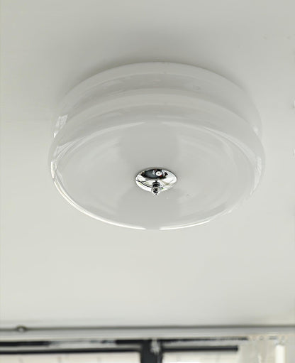 Flush Mount LED Fixture Glass Metal 13-Inch Geometric Design Warm Ambient Light for Entryway Bedroom Dining Space Low Profile Installation