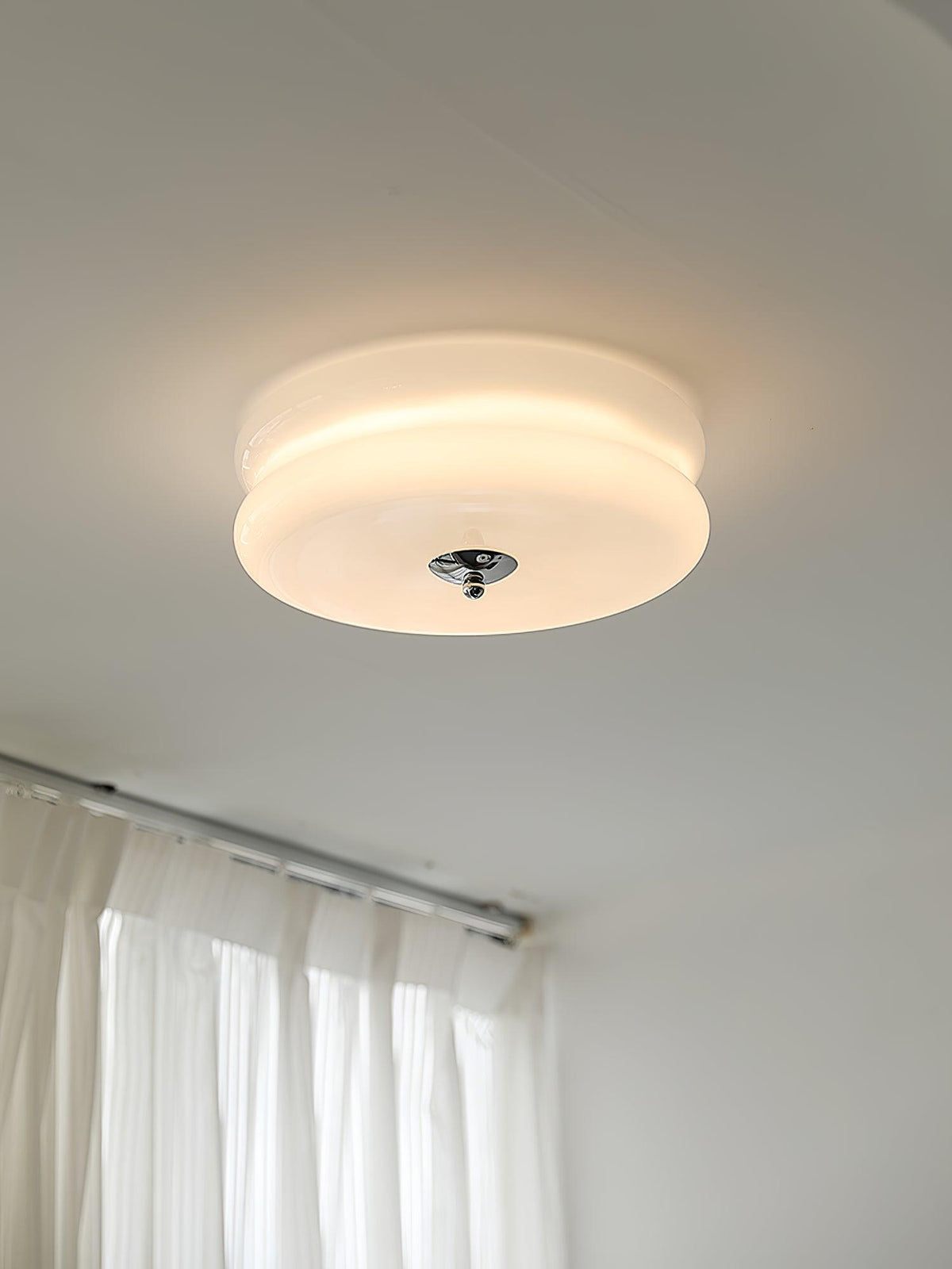 Flush Mount LED Fixture Glass Metal 13-Inch Geometric Design Warm Ambient Light for Entryway Bedroom Dining Space Low Profile Installation