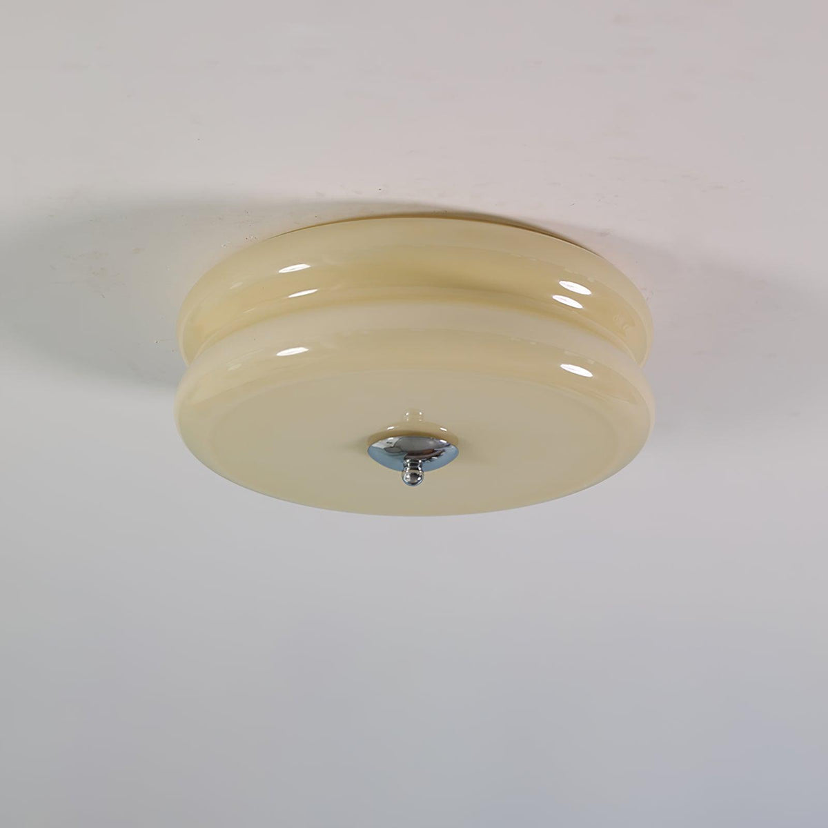 Flush Mount LED Ceiling Light Fixture with Frosted Glass Shade Gold Chrome Metal for Bedroom Living Room Dining Room Hallway Entryway Tradit