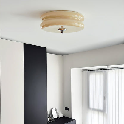 Flush Mount LED Ceiling Light Fixture with Frosted Glass Shade Gold Chrome Metal for Bedroom Living Room Dining Room Hallway Entryway Tradit