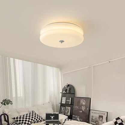 Art Deco Flush Mount Ceiling Light with White Glass Shade – Vintage LED Fixture for Living Room, Dining Room & Bedroom – Gold or Chrome