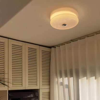 Flush Mount LED Ceiling Light Fixture with Frosted Glass Shade Gold Chrome Metal for Bedroom Living Room Dining Room Hallway Entryway Tradit