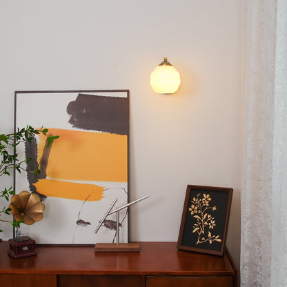 Frosted Glass Wall Sconce with Gold or Chrome Finish for Bedroom Lighting | Compact Indoor Fixture for Hallways & Living Rooms