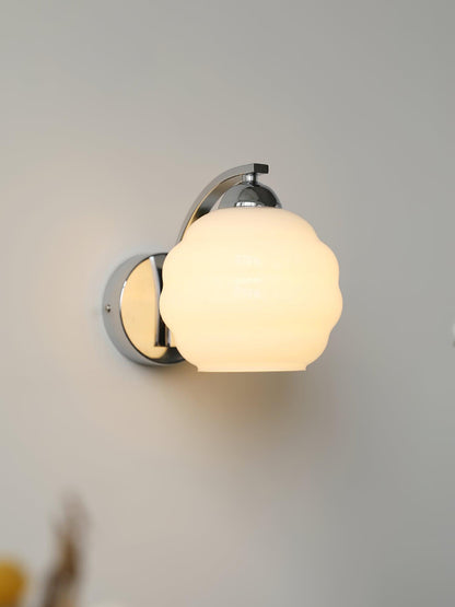 Frosted Glass Wall Sconce with Gold or Chrome Finish for Bedroom Lighting | Compact Indoor Fixture for Hallways & Living Rooms