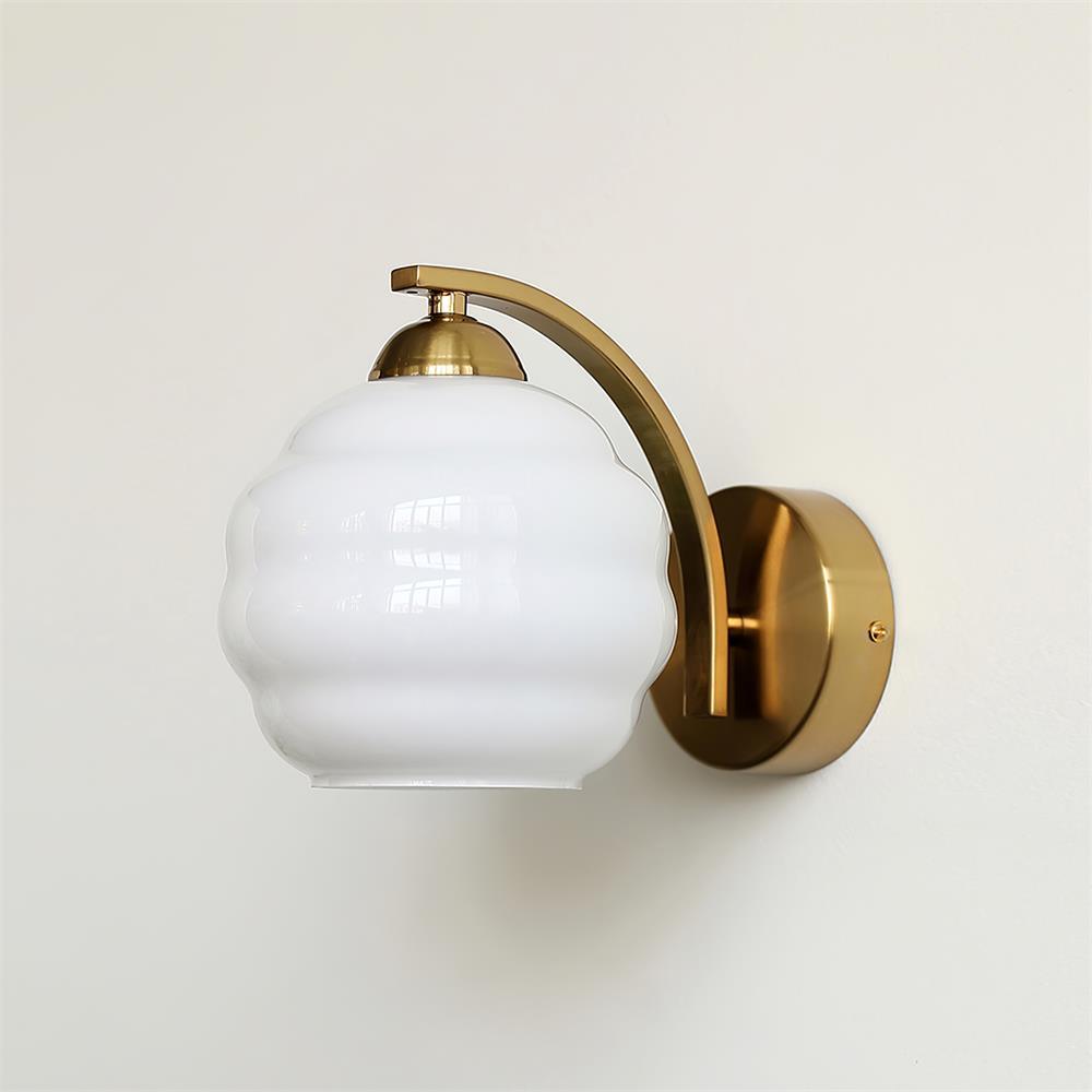 Frosted Glass Wall Sconce with Gold or Chrome Finish for Bedroom Lighting | Compact Indoor Fixture for Hallways & Living Rooms