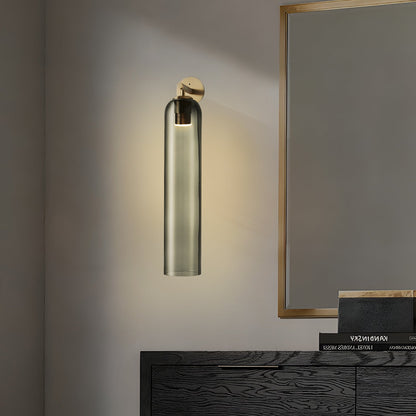 Cylindrical Glass Wall Sconce 19 Inch Vertical Light Fixture for Living Room Bedroom Hallway Ambient Lighting Up or Down Mount Gold Black Ni