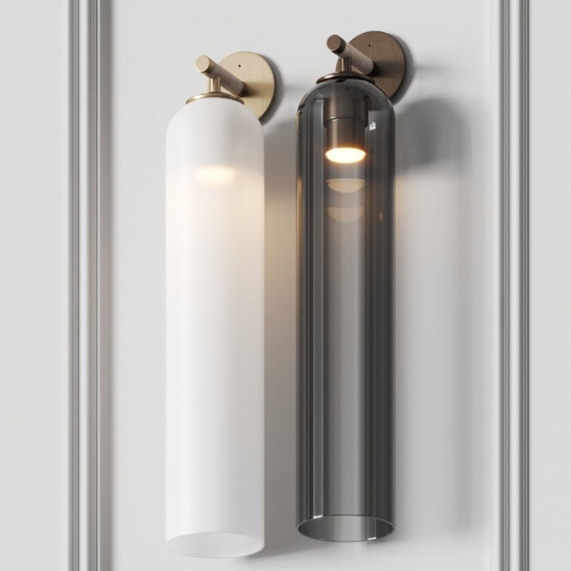 Cylindrical Glass Wall Sconce 19 Inch Vertical Light Fixture for Living Room Bedroom Hallway Ambient Lighting Up or Down Mount Gold Black Ni
