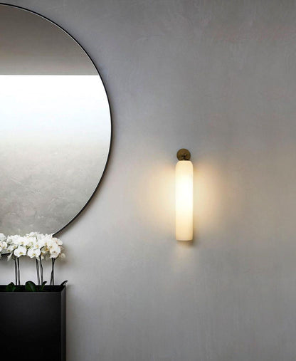 Cylindrical Glass Wall Sconce 19 Inch Vertical Light Fixture for Living Room Bedroom Hallway Ambient Lighting Up or Down Mount Gold Black Ni
