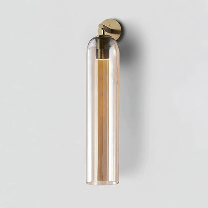 Cylindrical Glass Wall Sconce 19 Inch Vertical Light Fixture for Living Room Bedroom Hallway Ambient Lighting Up or Down Mount Gold Black Ni