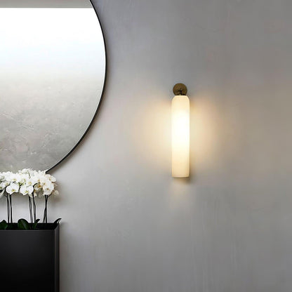 Cylindrical Glass Wall Sconce 19 Inch Vertical Light Fixture for Living Room Bedroom Hallway Ambient Lighting Up or Down Mount Gold Black Ni