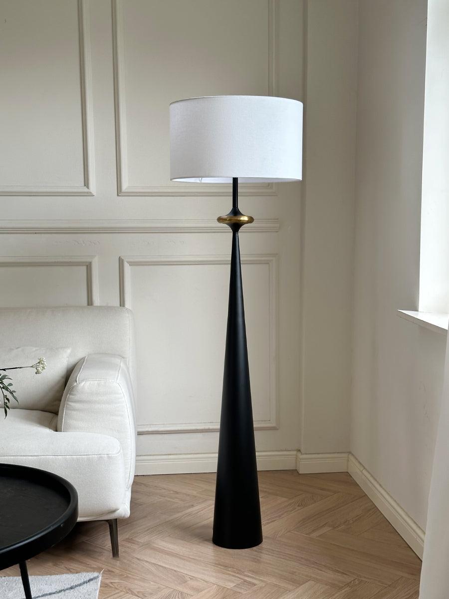 Standing Lamp Wooden Base 65 in Tall White Fabric Shade Mid-Century Uplight for Living Room Bedroom Reading Corner Dimmable E26 Socket Moder