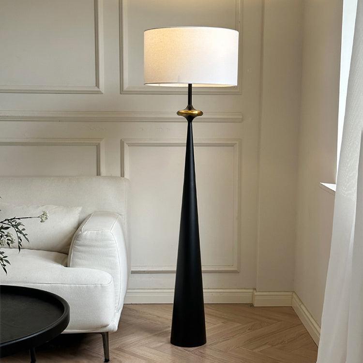 Standing Lamp Wooden Base 65 in Tall White Fabric Shade Mid-Century Uplight for Living Room Bedroom Reading Corner Dimmable E26 Socket Moder