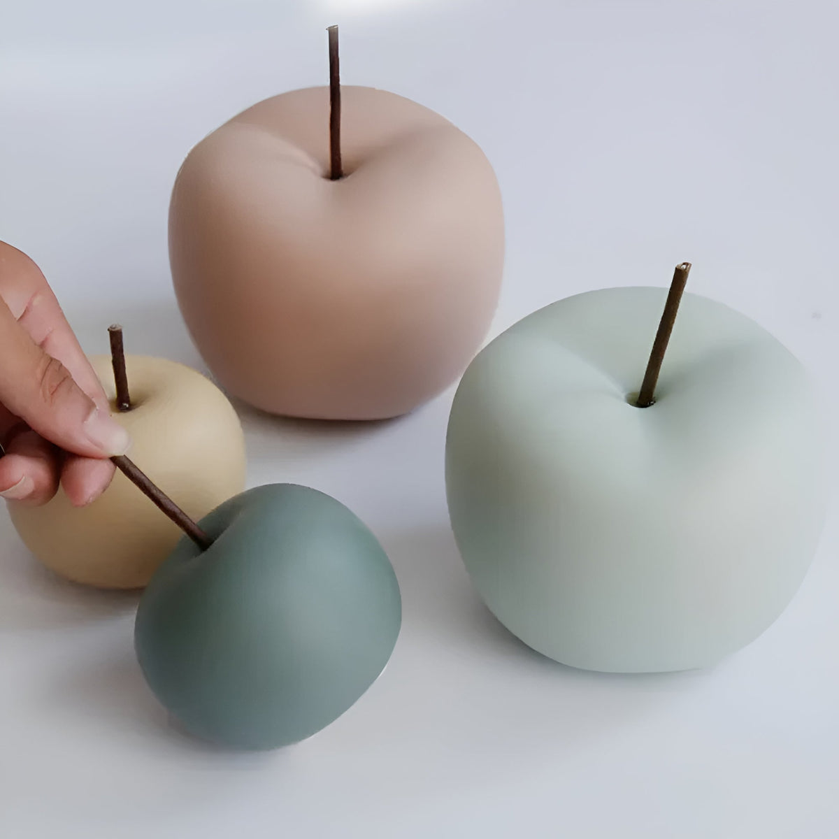 Artis Apple Ornament - Handcrafted Ceramic, Pastel Hues