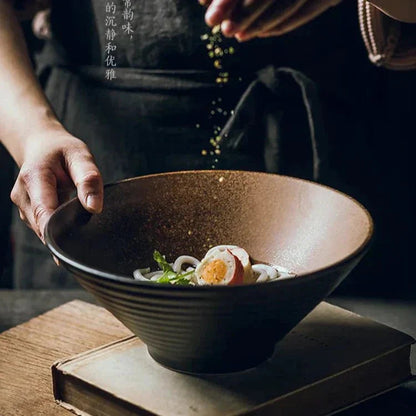 Ramen Bowl Japanese Style, Ceramic Ramen Bowl for Pho and Udon, Large Noodle Bowl for Soup and Salad
