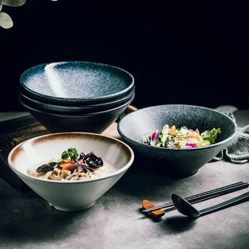 Ramen Bowl Japanese Style, Ceramic Ramen Bowl for Pho and Udon, Large Noodle Bowl for Soup and Salad