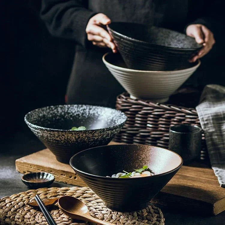 Ramen Bowl Japanese Style, Ceramic Ramen Bowl for Pho and Udon, Large Noodle Bowl for Soup and Salad