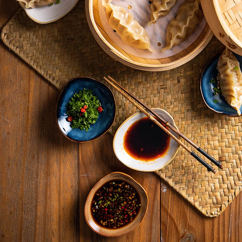 Artisanal Porcelain Dipping Dish – Unique Irregular Shape for Sauces, Condiments, and Dips – Microwave Safe