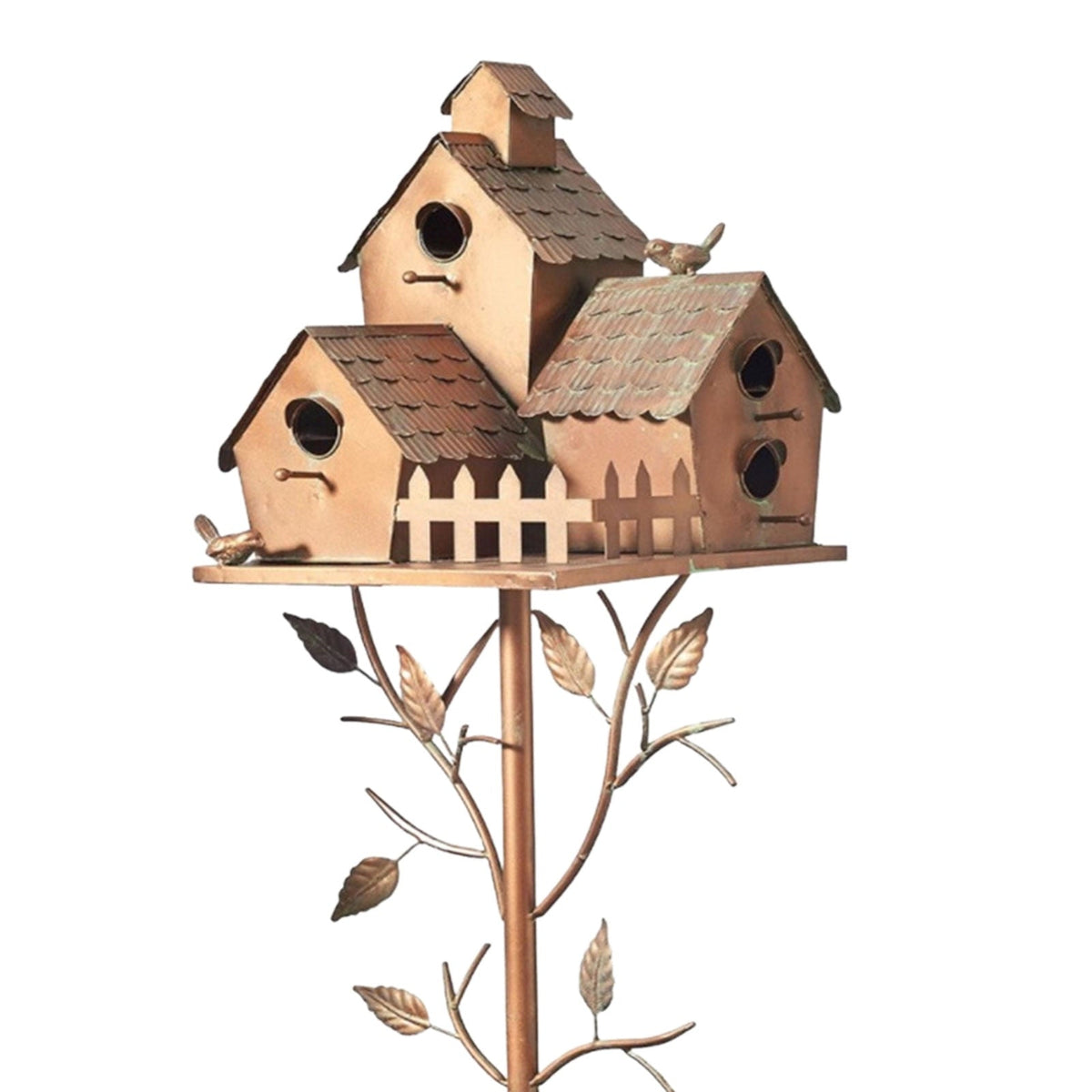 Nichoir en métal pour l'extérieur, nichoir décoratif sur piquet de jardin de 75 cm, nichoir pour la décoration de jardin