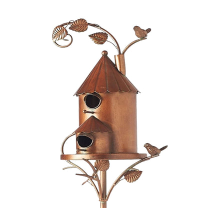 Nichoir en métal pour l'extérieur, nichoir décoratif sur piquet de jardin de 75 cm, nichoir pour la décoration de jardin