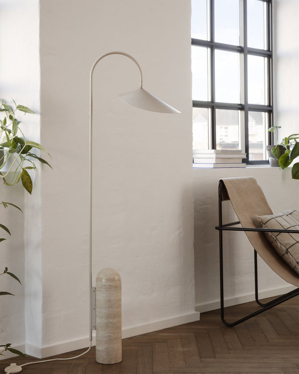 Arched Reading Floor Lamp with Marble Base – Modern Black Metal Accent Light for Living Room, Bedroom & Home Office