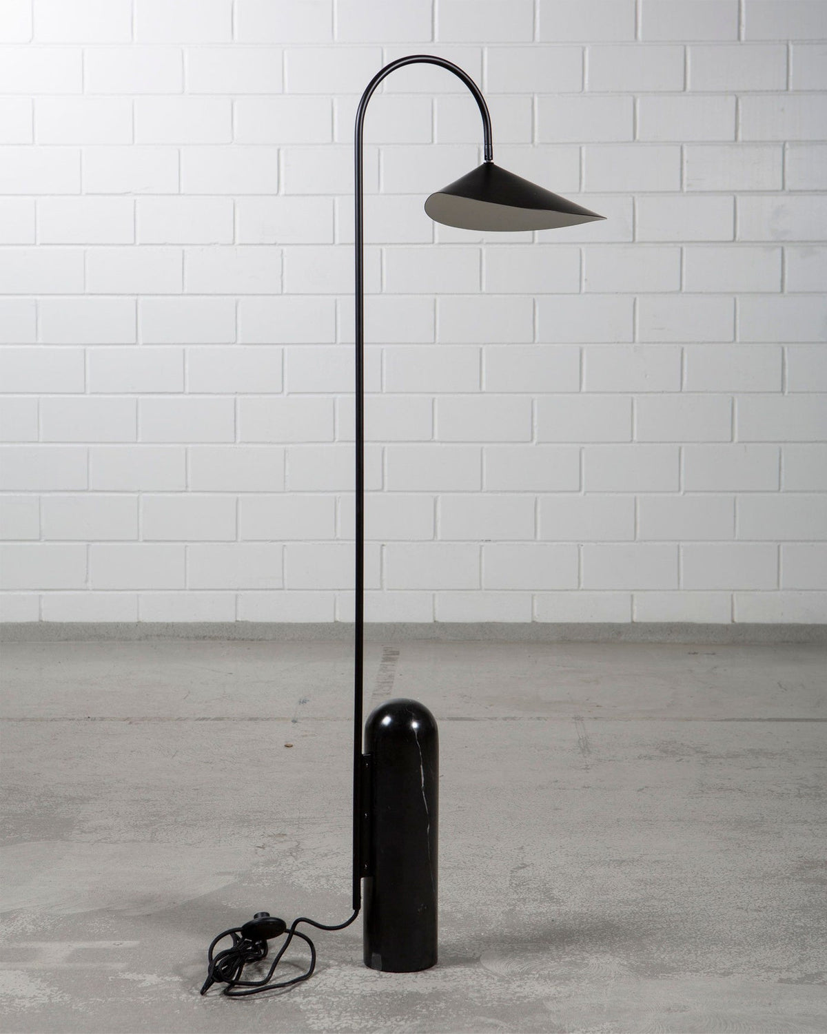Arched Reading Floor Lamp with Marble Base – Modern Black Metal Accent Light for Living Room, Bedroom & Home Office
