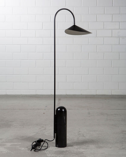 Arched Reading Floor Lamp with Marble Base – Modern Black Metal Accent Light for Living Room, Bedroom & Home Office