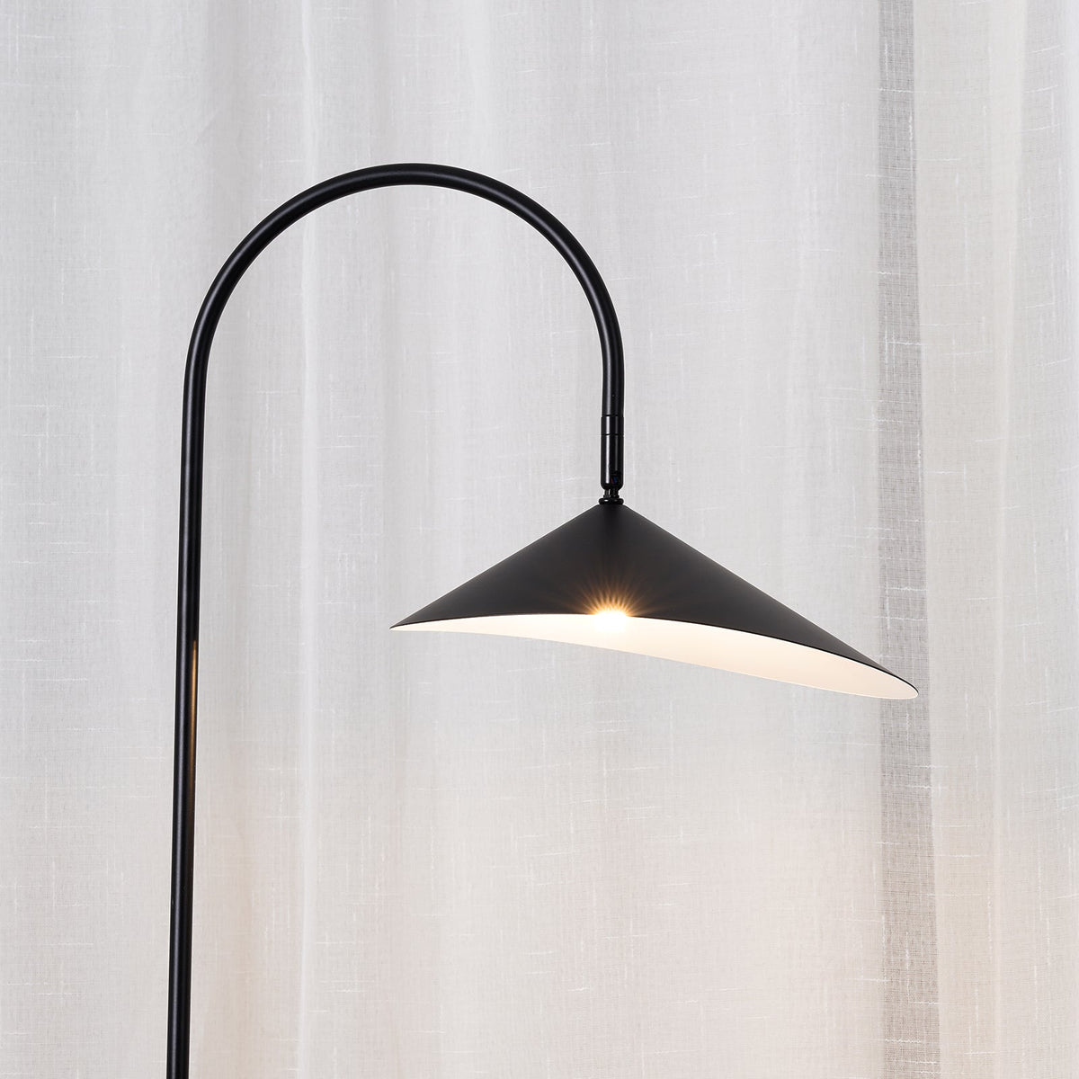Arched Reading Floor Lamp with Marble Base – Modern Black Metal Accent Light for Living Room, Bedroom & Home Office