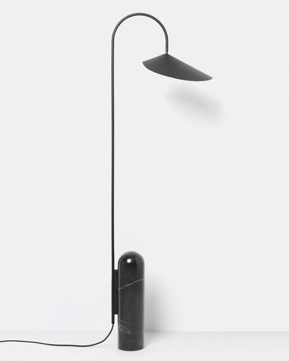 Arched Reading Floor Lamp with Marble Base – Modern Black Metal Accent Light for Living Room, Bedroom & Home Office