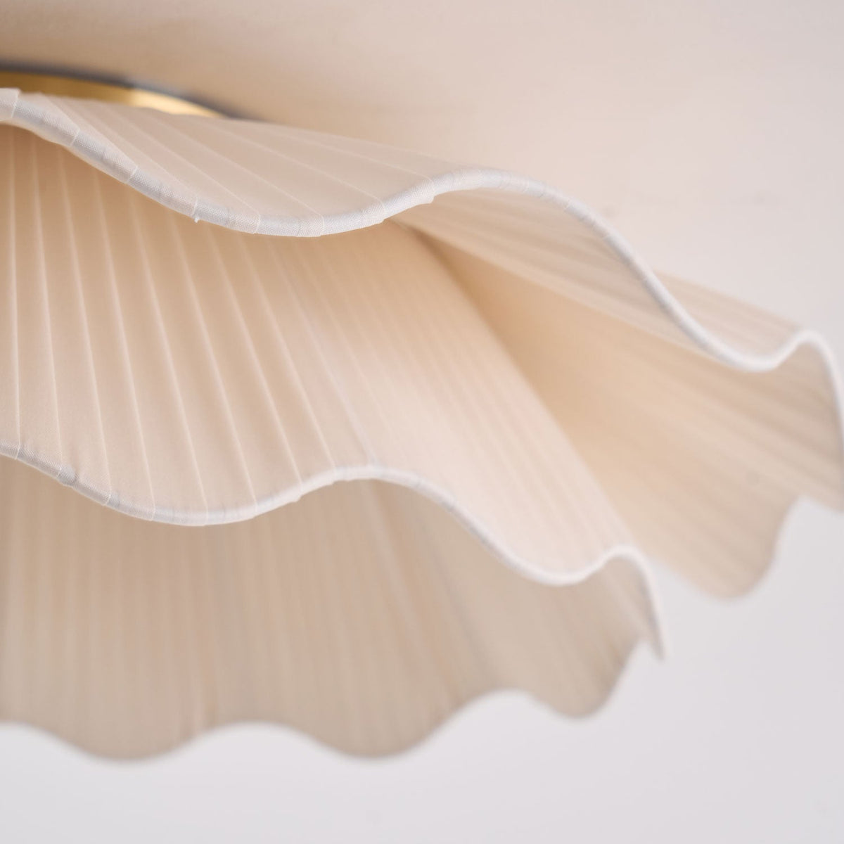 Dimmable LED Flush Mount Light 20 in Beige Fabric Shade Brass Accent for Bedroom Hallway Living Room 3 Color Modes Low Profile Overhead Fixt
