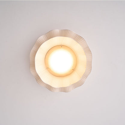 Dimmable LED Flush Mount Light 20 in Beige Fabric Shade Brass Accent for Bedroom Hallway Living Room 3 Color Modes Low Profile Overhead Fixt
