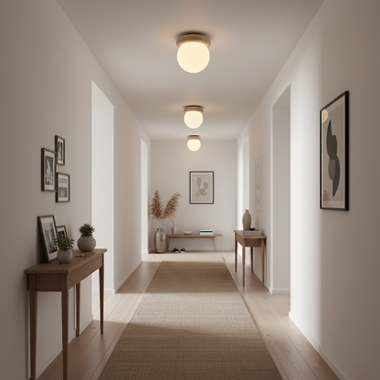Flush Mount Ceiling Light Fixture 6.3 Inch Natural Stone Glass Shade Bedroom Hallway Entryway Low Profile Overhead Lamp Soft Diffused Ambien