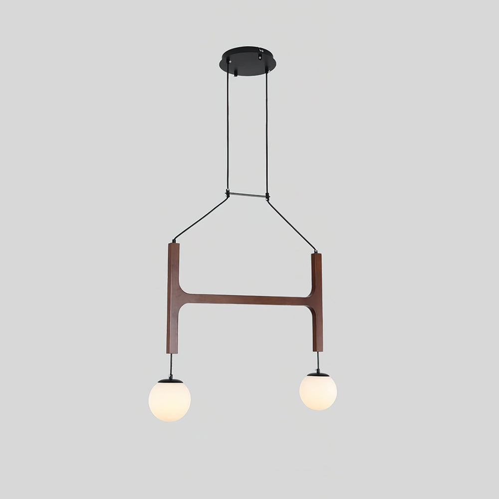Wooden Multi-Arm Hanging Light Fixture White Glass Globes Adjustable Height Cable 2-6 Bulb Dining Room Ceiling Lighting Modern Farmhouse Ind