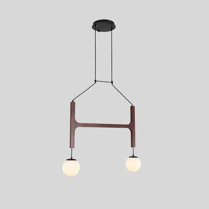 Wooden Multi-Arm Hanging Light Fixture White Glass Globes Adjustable Height Cable 2-6 Bulb Dining Room Ceiling Lighting Modern Farmhouse Ind