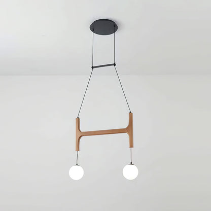 Wooden Multi-Arm Hanging Light Fixture White Glass Globes Adjustable Height Cable 2-6 Bulb Dining Room Ceiling Lighting Modern Farmhouse Ind