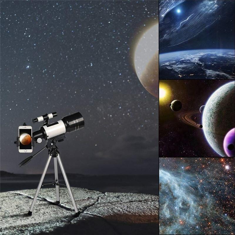 Télescope astronomique | Réfracteur 70 mm avec trépied réglable et adaptateur pour smartphone | Parfait pour l'observation des étoiles et les enfants