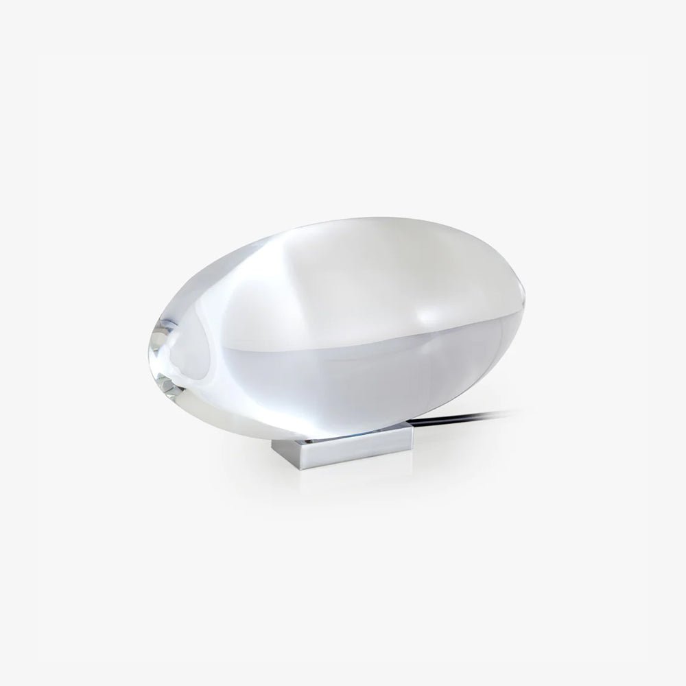 LED Desk Lamp Chrome Oval Crystal Glass 6.3 in Adjustable Color Temperature 3000K 4000K 6000K Bedside Accent Light for Bedroom Living Room O