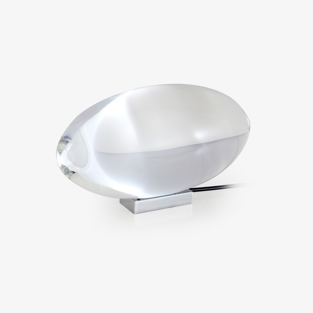 LED Desk Lamp Chrome Oval Crystal Glass 6.3 in Adjustable Color Temperature 3000K 4000K 6000K Bedside Accent Light for Bedroom Living Room O