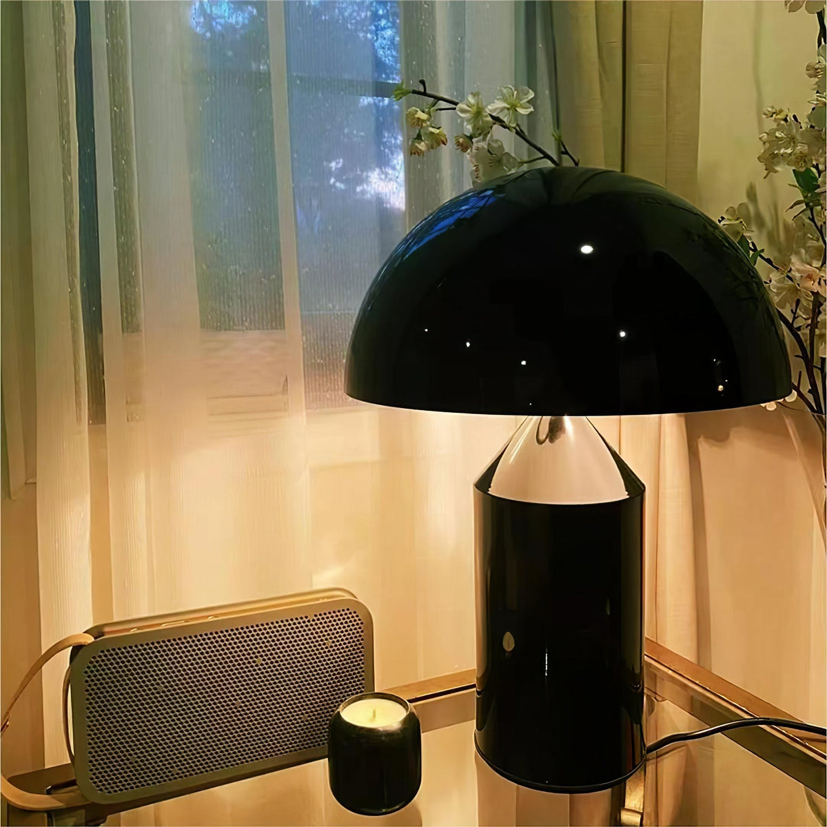Metal Architectural Accent Lamp 14 in Sculptural Shape Soft Glow Nightstand Light Bedroom Side Table Decor Modern Minimal Home Office