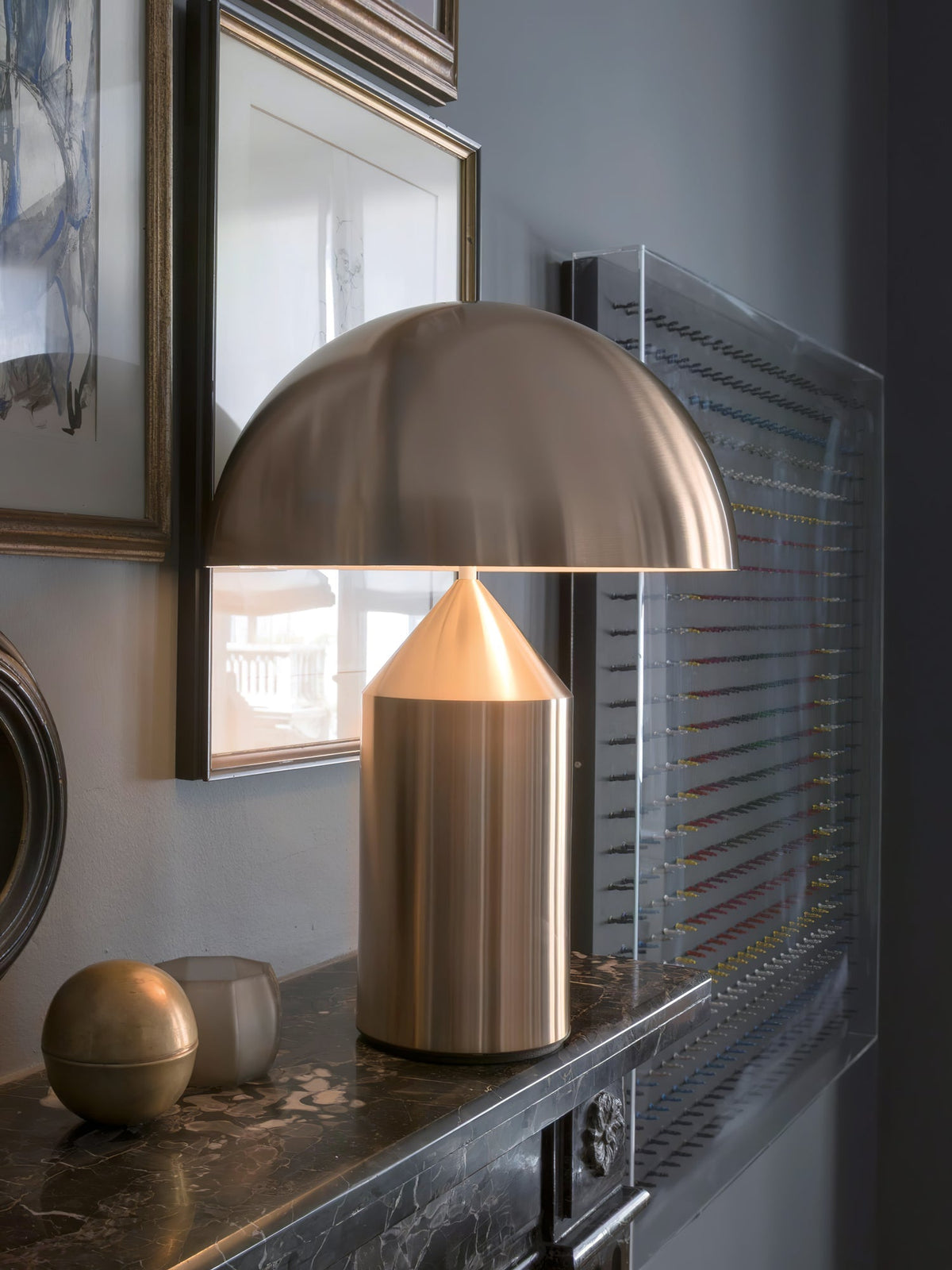 Metal Architectural Accent Lamp 14 in Sculptural Shape Soft Glow Nightstand Light Bedroom Side Table Decor Modern Minimal Home Office