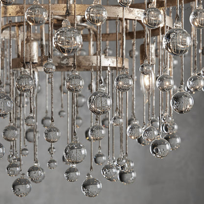 12-Light Hanging Fixture with Stacked Glass Beads in 3 Finishes – Grand Foyer Lighting for High Ceilings