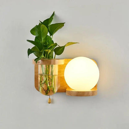 Wall-Mounted Plant Display Fixture with Integrated LED Lighting & Vase Holder for Living Room, Bedroom, Kitchen