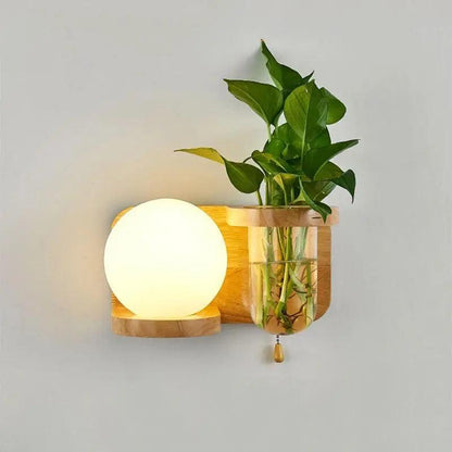 Wall-Mounted Plant Display Fixture with Integrated LED Lighting & Vase Holder for Living Room, Bedroom, Kitchen
