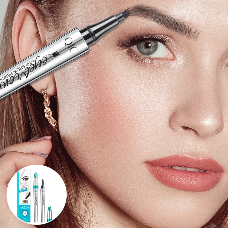 Four-Tip Eyebrow Pen Hair-Like Strokes Smudge-Proof Long-Wear Natural Brow Definer Tool for Sparse Thin Patchy Brows Women Daily Makeup