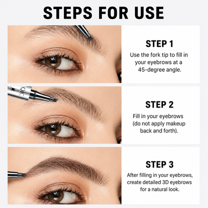 Four-Tip Eyebrow Pen Hair-Like Strokes Smudge-Proof Long-Wear Natural Brow Definer Tool for Sparse Thin Patchy Brows Women Daily Makeup